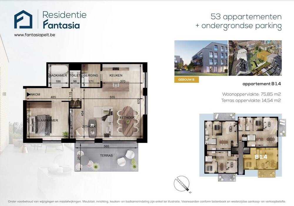 Appartement te  koop in Neerpelt 3910 1.00€ 1 slaapkamers 76.00m² - Zoekertje 35369